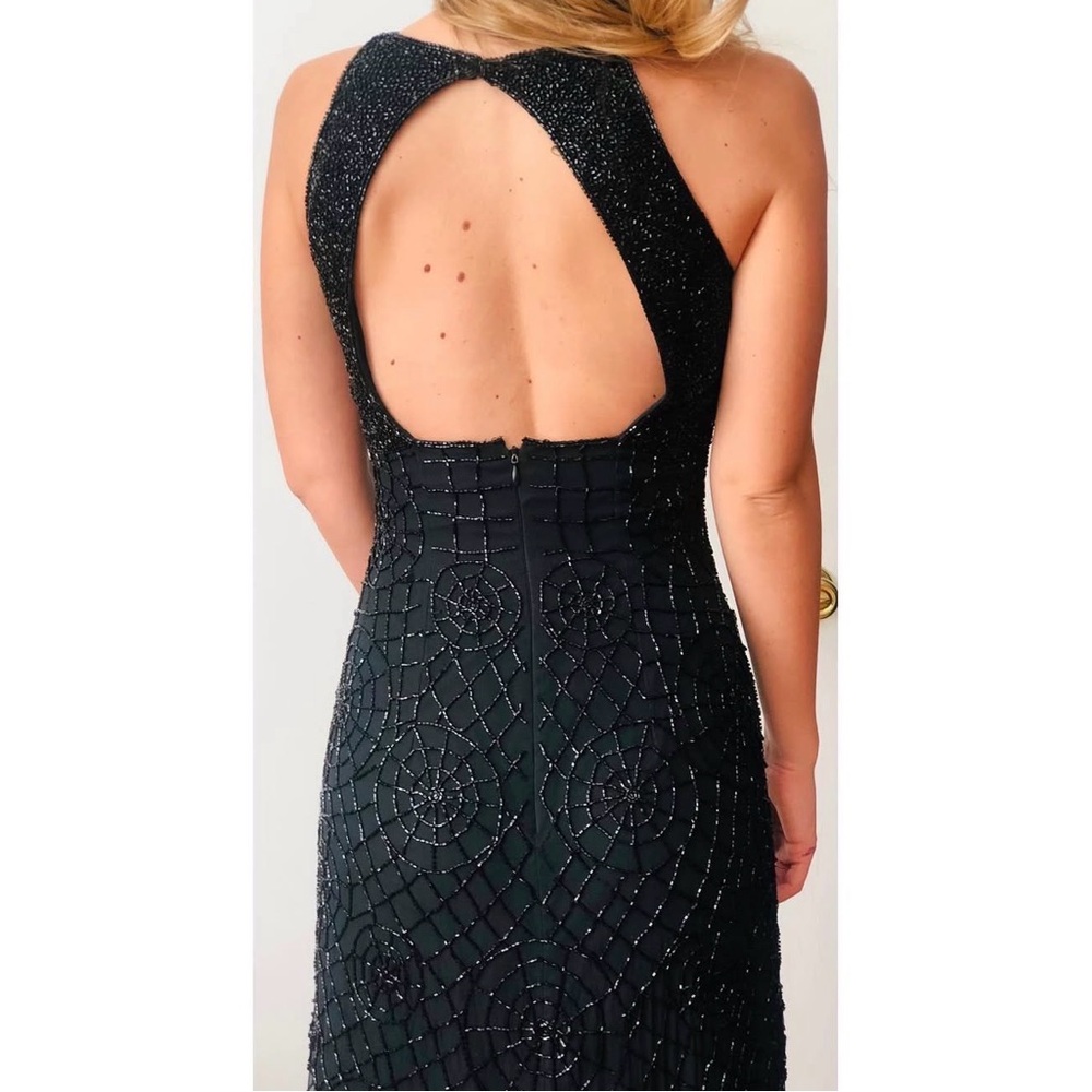Vintage Black Beaded SPIDERWEB Dress XS - Picture 8 of 9